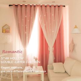 Curtains Modern Blackout Curtains for Bedroom Living Room Multicolor Cloth Lace Tulle Double Layer Window Decoration Curtains Home Decor
