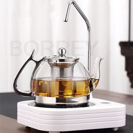 Water Bottles BORREY Induction Cooker Heat Resistant Glass Teapot Electromagnetic Furnace Multifunctional Philtre pot Gas Stove Kettle Tea set 230627