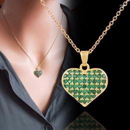 Choker LEEKER 316L Stainless Steel Gold Colour Heart Pendant Necklace For Women Pink Green Cubic Zirconia Accessories Jewellery 991 LK3