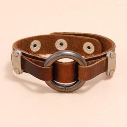 Charm Bracelets Unique Sewing Thread Leather Bracelet Men's And Women's Stainless Steel Strip Layered Bangle Wholesale Jewellery Gift
