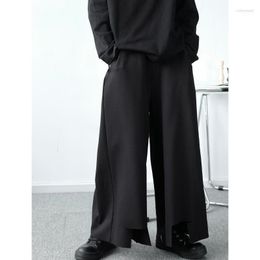 Men's Pants Men's Male Japanese Harajuku Streetwear Dark Black Hip Hop Harem Pant Men Women Destroy Hem Wide Leg Casual