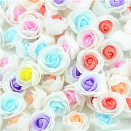 Decorative Flowers 100pcs Mini Foam Rose Artificial Floral Flower Bouquet Multicolor Wedding Decoration Scrapbooking Fake