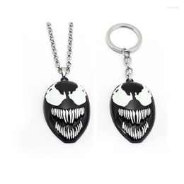 Keychains Movie Figure Venom Keychain Mask Pendant Key Ring Enamel Metal Chains Llaveros For Fans Holder