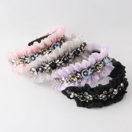 Hair Clips Fashion Big Flower Rice Bead Accessories Wide Headband Baroque For Women Tiara Bijoux Hairbands 823
