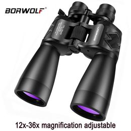 Telescope Binoculars Borwolf 12-36X60 Powerful Binoculars Zoom Field Glasses Great Handheld Tescope for Bird Watching HKD230627