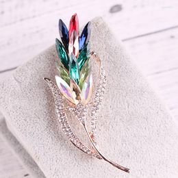 Brooches 2pcs/lot Beautiful Alloy Crystal Rice Brooch For Women Men Suit Evening Dress Bobtail Dovetail Clothes Decorations