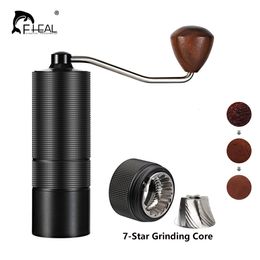 Manual Coffee Grinders FHEAL Manual Coffee Grinder SUS402 Stainless Steel Conical Burr 8-26 Grind Settings for Espresso Drip Coffee Kitchen Accessories 230627