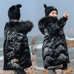 Jacket 2021 New Shiny Wash Free White Duck Down Female Westernised Medium Length Thickened Korean Children's Clothing