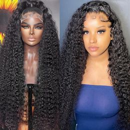 Water Wave 13x4 lace Human Hair Wigs Brazilian Pre Plucked Deep Curly Lace Wigs Remy For Women 13X6 Lace Front Human Hair Wigs