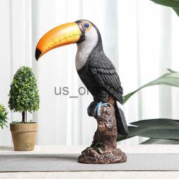 Decorative Objects Figurines American Creative Toucan Figurine Painted Simulation Animal Ornaments Living Room Decorative Bird Statue Home Decoration Modern