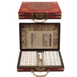 Outdoor Games Activities Chinese Numbered Large Acrylic Tiles Portable Carving Travel Mahjong Premium Mahjong Set 144 For Family Party Table Game 230626