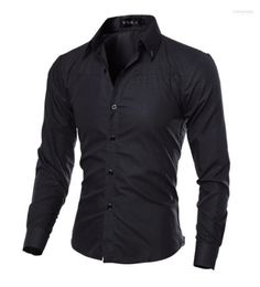 Men's Dress Shirts Men's Mens Long Sleeve Slim Fit Shirt Business Work Luxury Formal Casual Single Breasted Plaid Turn Down Collar