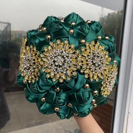 Decorative Flowers Wreaths Selling Bride and Bridesmaids Holding Bouquet Handmade Satin Rose Wedding Church Decoration Romantic Elegant Wedding Flowers 230626