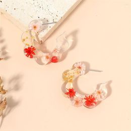 Stud Earrings Ins Literary Trend Fresh Petals C-Shaped Simple Geometric Acrylic High-End Fashion