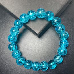 Strand 2023 Blue Powder Crystal Quartz Natural Stone Streche Bracelet Elastic Cord Pulserase Jewellery Beads Lovers Woman Gifts