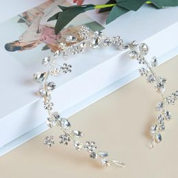 Hair Clips Silver Colour Handmade Luxury Rhinestone Alloy Flower Pearl Band Wedding Headband Women's Bride Accessories