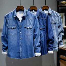 Men's Casual Shirts Men's Japanese Korean Trend Long-sleeved Retro Denim Shirt Fashion All-match Jean Jacket Male High-end Brand Tops