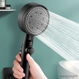 Bathroom Shower Heads High Pressure Shower Head 5-Gears Turbo Showerhead Handheld Multifunctional Large Panel Against Low Pressure Water Supply Pipe R230627