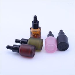 Storage Bottles 2pcs/lot 15ml Cosmetic Essentilal Oil Packaging Frosted And Shiny Colored Glass Dropper In 7 Colors