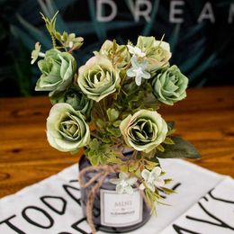 Dried Flowers bouquet of artificial flowers silk flower fall roses fake wedding decoration Christmas house