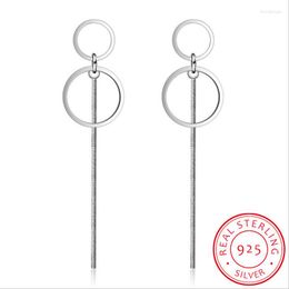 Dangle Earrings Exquisite Simple Fashion 925 Stamp Silver Color Circle Tassel Long Ear Line Women Jewelry Boucle D'oreille Brincos