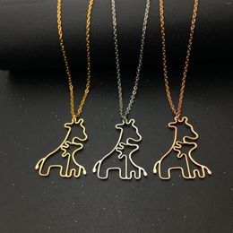 Pendant Necklaces Trendy Lovely Giraffe Parent-child Necklace Stainless Steel Jewelry Gift For Mother Wholesale YP8631