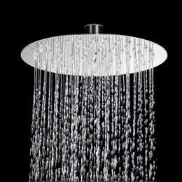 Bathroom Shower Heads Inch Round Shower Head Stainless Ultra-thin Rainfall Bathroom ShowerHead Top Sprayer Bathroom Hardware R230627