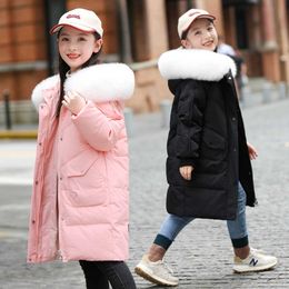 Down Jacket Girls' Medium Length Middle and Large 2023 New girls Winter Korean Style Children's Clothes Thickened Coat set SIZE