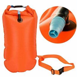 Outdoor Bags Inflatable Open Swimming Buoy Tow Float Dry Bag Double Air with Waist Belt for Water Sport Storage Safety bag 230626