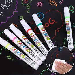 Markers Haile 12 PCS Colour Liquid Erasable Chalk Pens For Glass Wall Sticker Blackboard MarkersTeaching Classroom Mark Pen Stationery