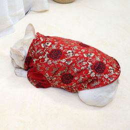 Shoes French Bulldog Clothes Pug Costume New Year Outfit Dog Coat Tang Suit for Dog Dragon Robe Clothing Pet Shirt MXXL Dog Garment