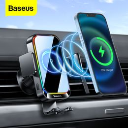 Baseus Car Phone Holder Car Wireless Charger 15W Qi Fast Wireless Charging For iPhone Samsung Xiaomi Induction Phone Mount Stand