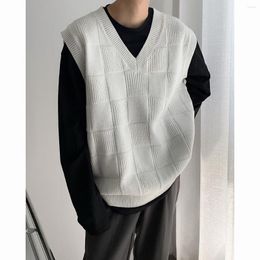 Men's Vests 2023 Vest Korean Style Sleeveless Sweater For Men Black V Neck Knit Harajuku Knitted