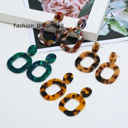 Hot Sale Cellulose Acetate Leopard Print Earrings Tortoise Shell Oval Dangling Drop Earrings for Women Jewellery