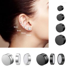 Stud Earrings 2pcs Round Circle Non Piercing Strong Magnet Magnetic Punk Mens Ear Clip 6/8/10/12mm Girls Fake