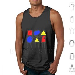 Men's Tank Tops Primary Shapes And Colours Vest Sleeveless Basic Stick Figure Modern Art Blue