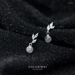 Stud Earrings Colusiwei Genuine 925 Sterling Silver Natural Moonlight Stone Tree Leaf For Women Hypoallergenic Fashion Jewellery