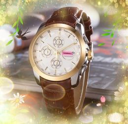 All Sub Dials Work Fashion Timing Watch Mens Automatic Quartz Movement Waterproof CLock Hour Hand Display Gentleman Business Luxury Popular Wristwatch