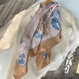 Scarves Luxury Silk Scarf Neckerchief 90 Womens Elegant Foulard Shawl Double-Sided Lace Printing