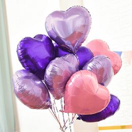 18 Inch Heart Shaped Aluminum Foil Balloon Wedding Party Decoration Solid Color Balloons Valentine's Day Children Birthday Decor TH0472