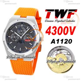 TWF Overseas Perpetual Calendar Moonphase 4300V A1120 Automatic Mens Watch Steel Case Grey Dial Orange Rubber Super Version Reloj Hombre Edition Puretime D4