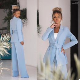 Men's Suits Men's Spring Sky Blue Mother Of The Bride Pants Suit Women Ladies Formal Evening Party Tuxedos Work Wear For Wedding 2 Pcs