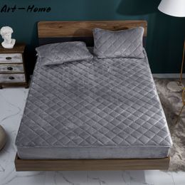 Mattress Pad Quilted Thicken Cover Crystal Velvet Bedspread Soft Warm Bed for King Queen Single Double Customizable 230626