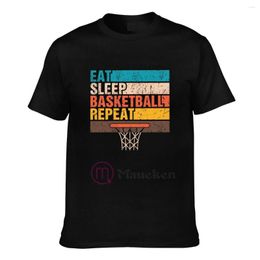 Мужские футболки 2023 Eat Sleep Basketball Repeat Printed Round Neck Мужская женская футболка Хип-хоп Топы Хлопковые футболки