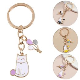 Cartoon Balloon Cat Key Chains Cute Heart Cat Pendant Key Ring For Women Men Bag Car Keys Accessories Fashion Jewellery Gifts