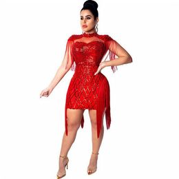 Fur 2021 Women's Clothing with Free Shipping Mesh Sequins Bodycon Birthday for Women Sexy Evening Night Club Party Dresses Vestido