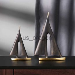 Decorative Objects Figurines Smooth Sailing Sailboat Home Decor Ornament Living Room Decoration Bedroom Desktop Decoration Resin Craft Gift