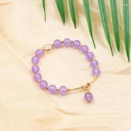 Charm Bracelets Bohemian Strand Bracelet For Women Violet Natural Stone Jades Beads Chain Bangles Boho Stretch Wrist Jewelry 7.5" B301