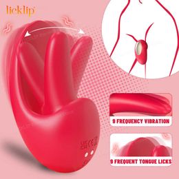 Vibrators 9 Frequency Wiggling & Vibrating Clitoral Stimulator Tongue Licking Vibrator Silicone Sex Toys for Women Quick Orgasm 230626