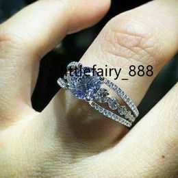 CAOSHI Hollow Design 925 Silver Coating Women Bridal Crystal Imitate Moissanite Lab Diamonds Wedding Engagement ring